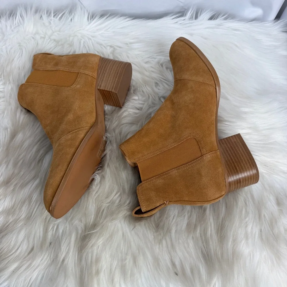 Rag & Bone Walker Camel Brown Suede Chelsea Ankle Boots Pointed Toe 41
